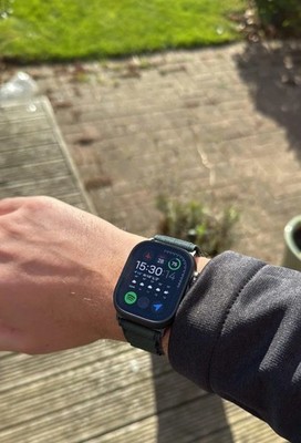 Apple Watch Ultra 2 Titanium 49mm Green Nylon Band Touch Screen Fitness Tracker