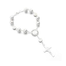 Car Rosary for Rearview Mirror, Personalized Rear View Cross Silver-1PCS