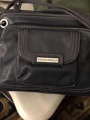 Tignanello Vintage Genuine Leather Navy Women s Shoulder Bag Organization 
