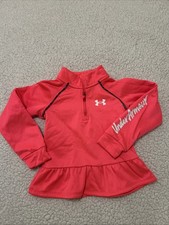 Under Armor Girls Size 5 Ruffled Pullover Sweatshirt Pink Fleece Lined