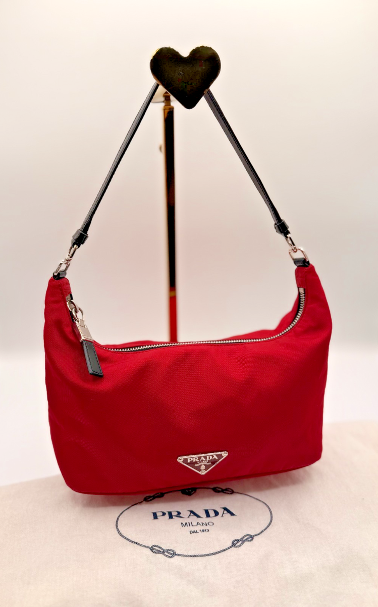 Prada Re-Edition 2005 Red Nylon Mini Shoulder Bag Rosso Triangle