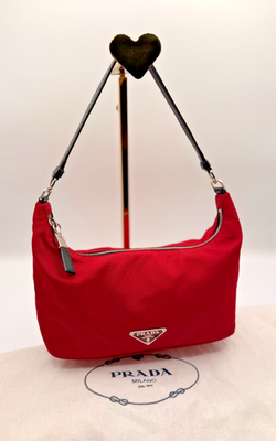 Prada Re-Edition 2005 Red Nylon Mini Shoulder Bag Rosso Triangle