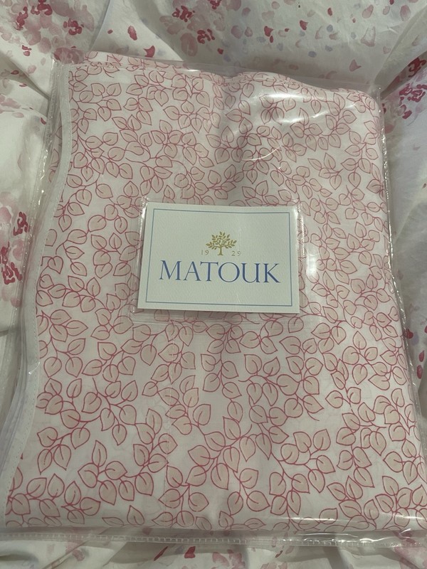 $245 Matouk Italy New (2pc) King Cases Margot 500TC Cotton Percale Blush Last
