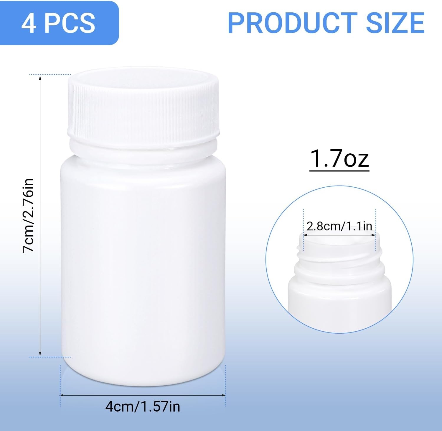 White Pill Bottle, Empty Medicine Bottles with ['50ml'], 