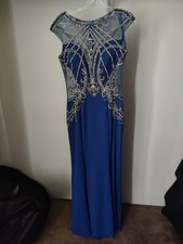 Dark Blue Prom Gown with Train