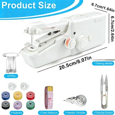 Handheld Cordless Sewing Machine with Accessory Kit for Fast DIY Travel Use