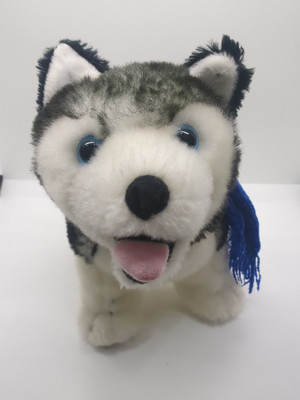 Arctic Circle Ent Siberian Husky puppy dog 11'' Alaska on blue scarf