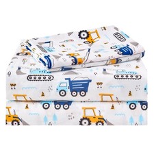 Kids Sheet Set Full Size, Boys Full Sheet Set with White Car Pattern  Breathab...