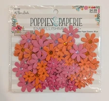 Poppies & Paperie Pink & Orange Gem Glitter Flowers By The Paper Studio
