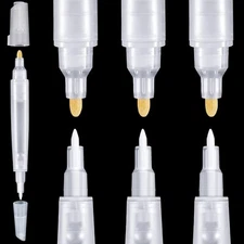 Epakh Set Of 6 White Refillable Blank Paint Pens 3 Mm And 0.7 Mm Empty