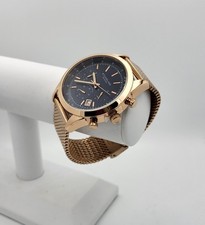 Stuhrling 3975 8 Men's Preston Rose Gold-Tone Chronograph Blue Dial Watch