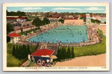 Sunnyside Beach Swimming Pool Toronto Canada Vintage Linen Postcard VB