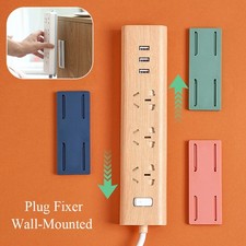 Socket Holder Plug Fixer Wall-Mounted Power Strip Holder Sticker Punch-free/