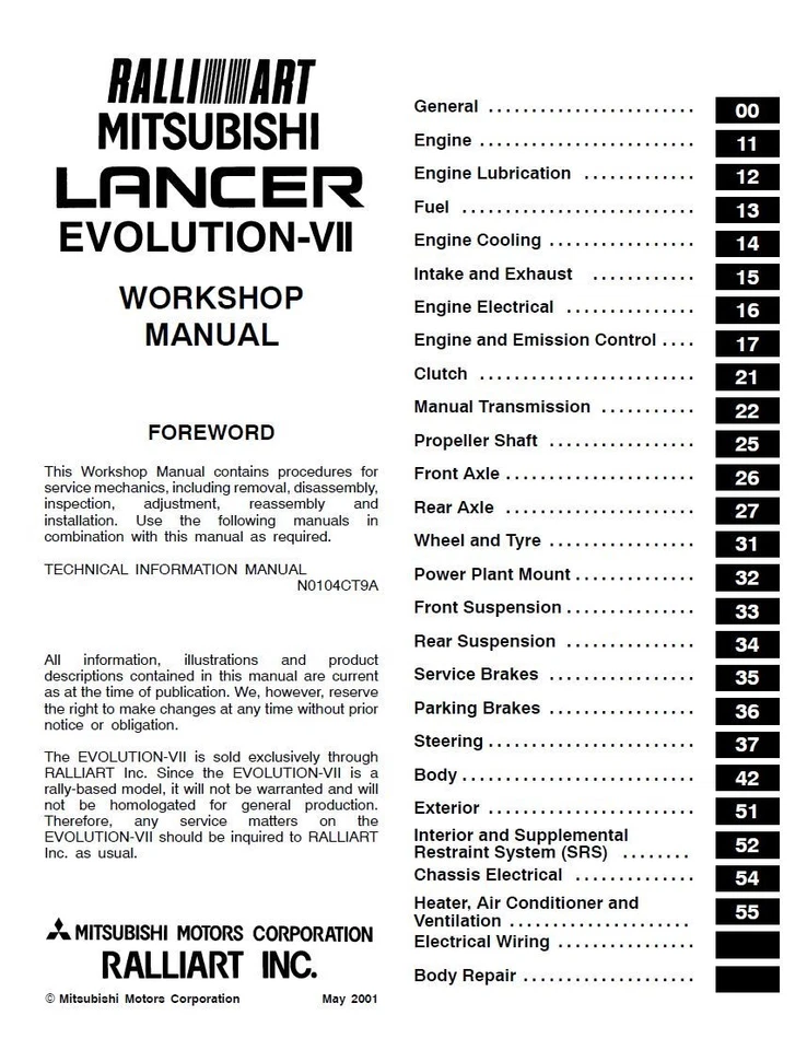 Mitsubishi Lancer Evolution VII  Workshop Service Manual USB 2001 - 2003 - Image 3 of 4