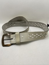 Vintage White Leather Belt
