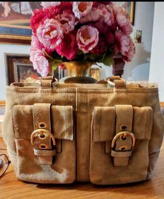 So Rare-- Vintage Y2K Coach Suede Soho Big Buckle Front Pockets Satchel Handbag