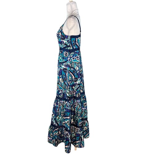 NWOT ModCloth Womens Size M Maxi Dress Sleeveless Tiered Bohemian Paisley Blue - Picture 3 of 8