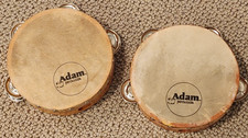 Adam Percussion 6" Tambourines Lot of 2   Natural Skin Head, Wood Frame