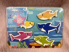 B56 Pinkfong Baby Shark Wooden Sound Puzzle Plays Baby Shark Song 5 Pieces - New