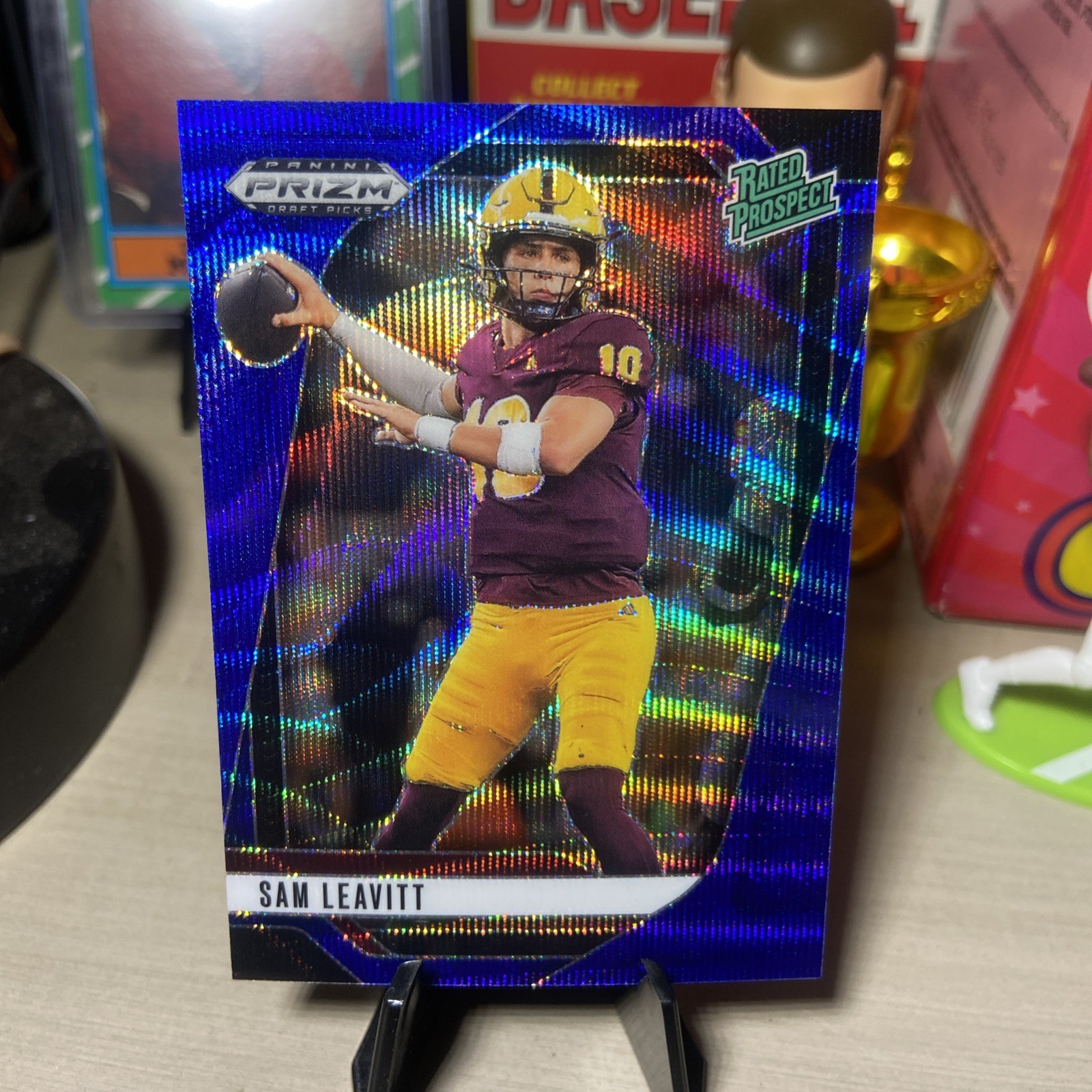 2025 Panini Prizm Draft Picks - Sam Leavitt #6 Blue Wave Prizm /299 (RC)