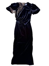 Self Portrait RRP £420 Black Velvet Cut-Out Midi Dress UK 8