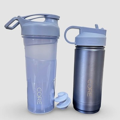 2 Stück Core Küche Protein Shaker Mixer Edelstahl Flasche mit Strohhalm Deckel