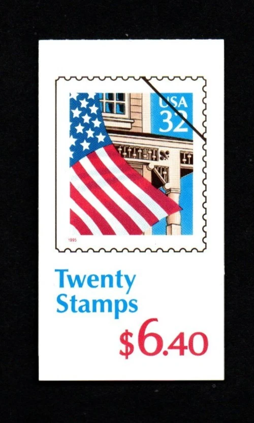 U.S. #BK226 MHN, FLAG OVER PORCH, BOOKLET 20 EA X 32 Cent, FV $6.40 (1995) - Image 2 of 3