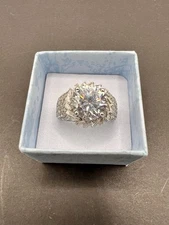 Stunning 925 Sterling Silver CZ Cocktail Ring-Size 8 1/2-Maker’s Mark FZN