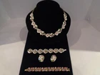 CROWN TRIFARI VINTAGE 1950 COSTUME JEWELRY SET. NECKLACE,BRACELET,EARRINGS PLUS!