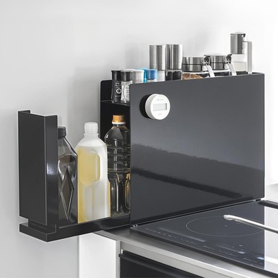 Küchenregal Metall schwarz 50x36x12cm mit Auszug Gewürzregal YAMAZAKI HOME
