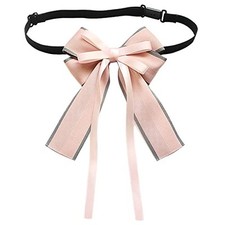 JKQBUX Bow brooches for women fashion Pre-Tied Neck Tie Ribbon Pink/Adjustable