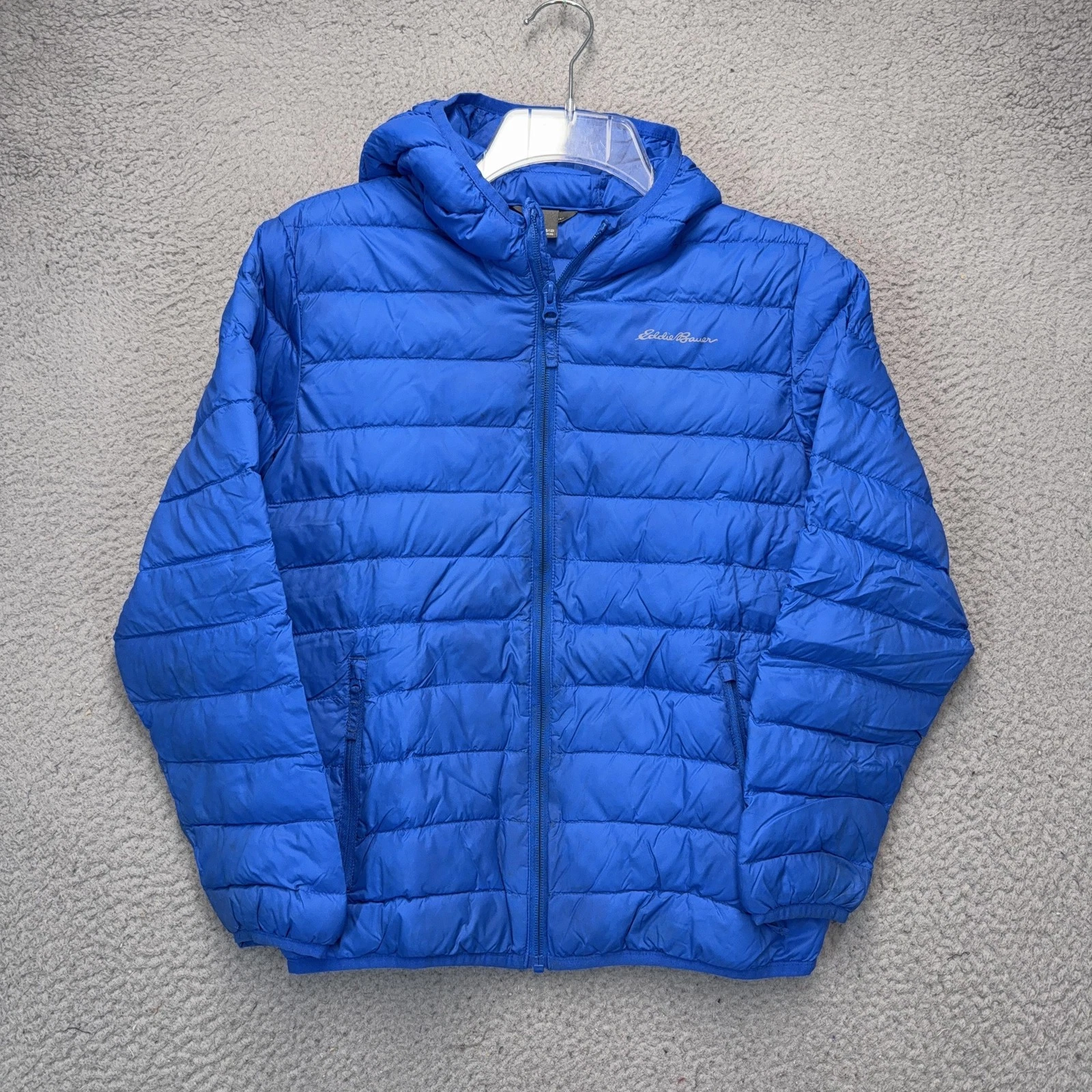 Eddie Bauer Puffer Jacket Youth Medium Blue Hooded Down Insulated Winter
Opens in a new window or ta