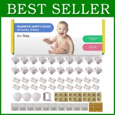 Baby Proofing Magnetic Cabinet Locks - 20 Pack 3 Keys