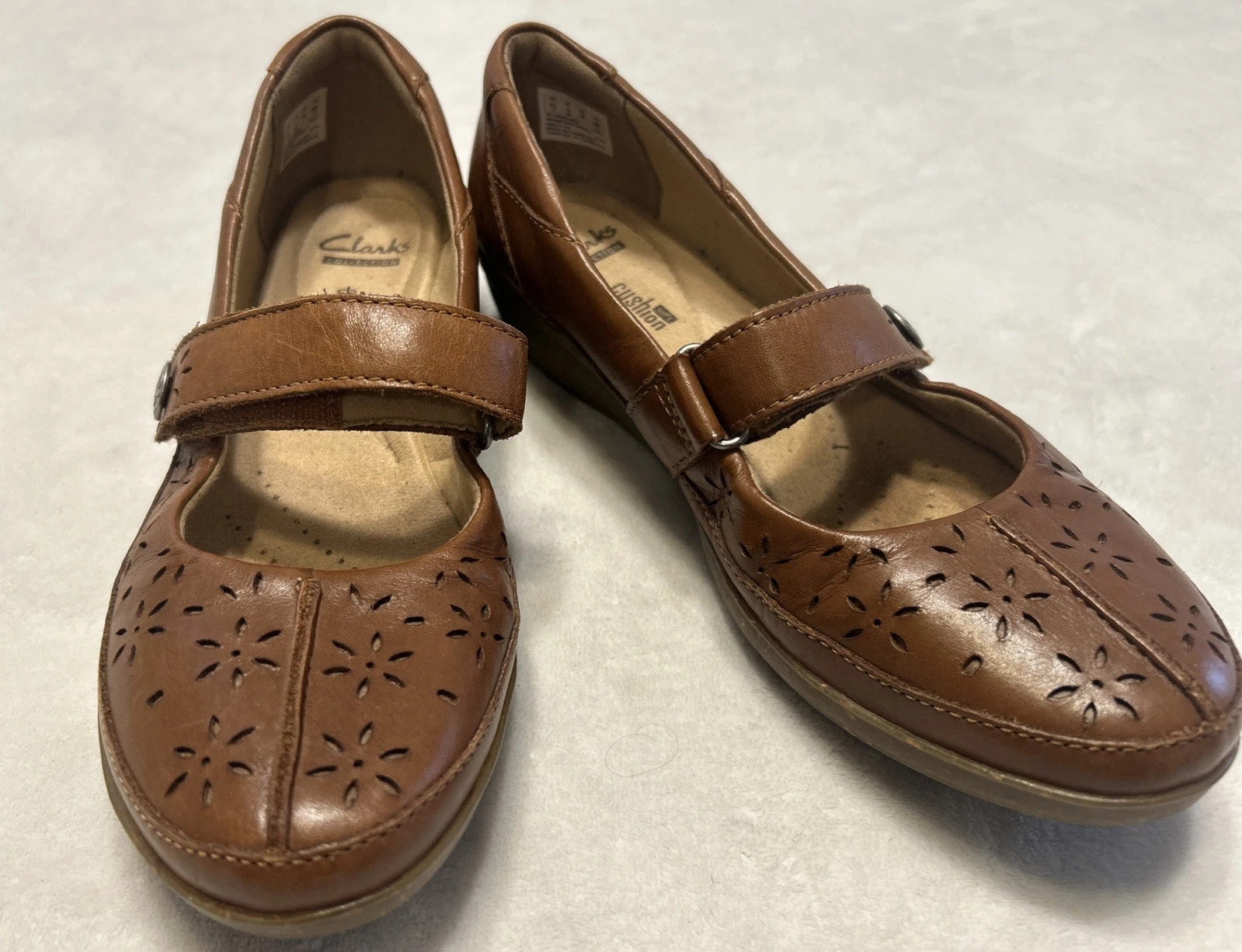 Scarpe donna Clarks misura 8 marroni Mary Jane sandali cinturino pelle ammortizzata