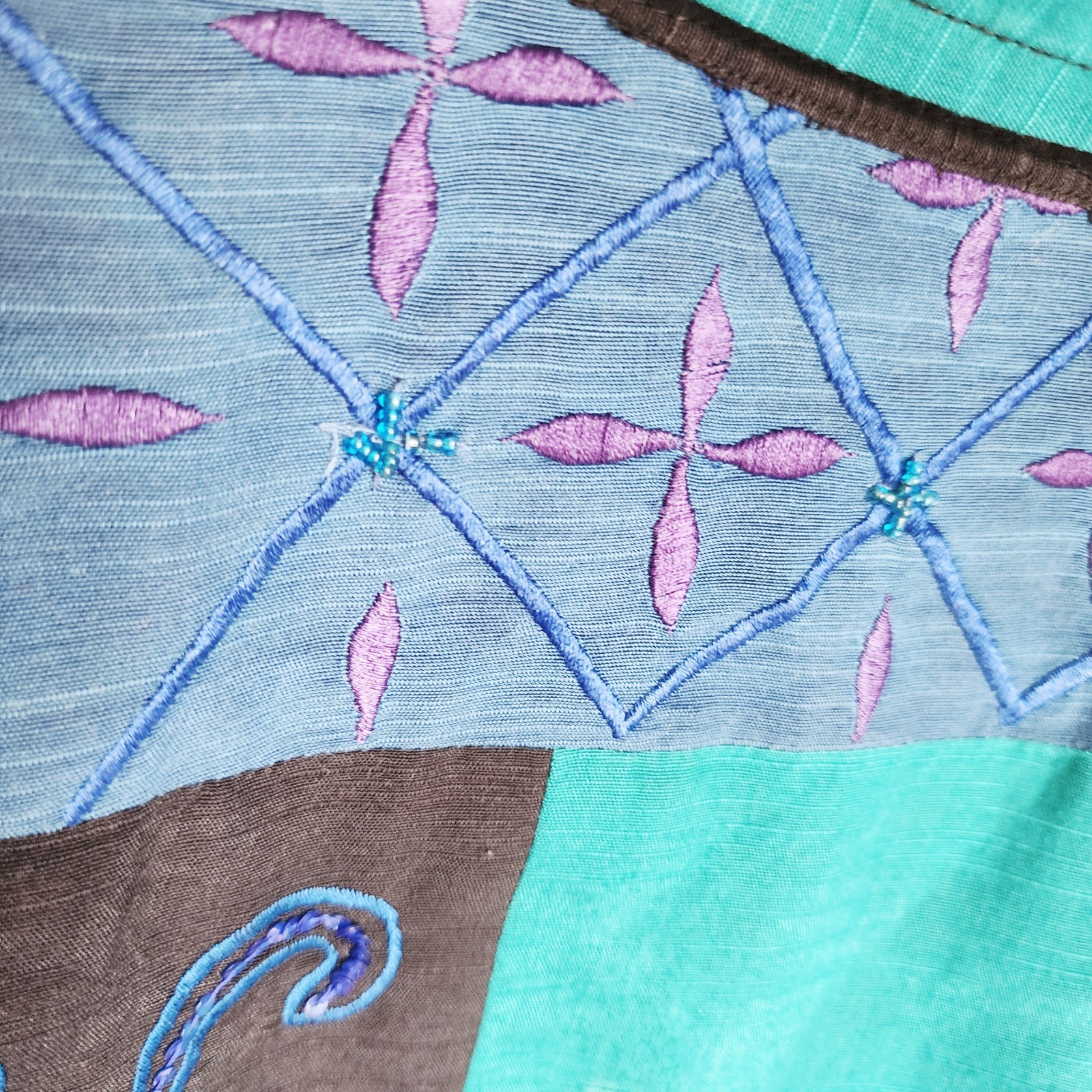 Vintage Indigo Moon Patchwork Jacket Large Blue T… - image 14