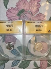 1964 10c Blunt 9 ANACS MS 64 & 1964 D Pointed 9 ANACS AU 55 Silver Pair