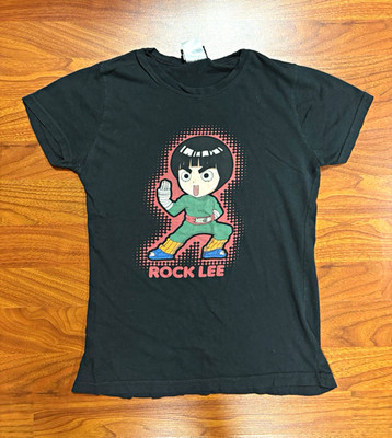 Vintage Naruto Shonen Jump Rock Lee Black Graphic Print T-Shirt woman s small