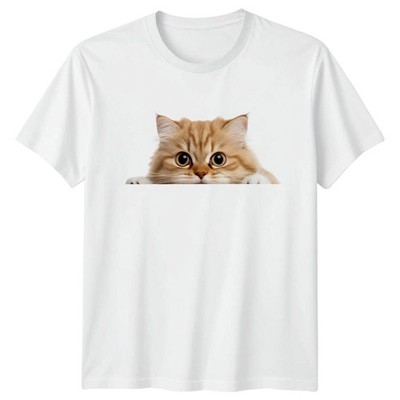Peeking Ginger Katze T-Shirt Ingwer Katze Tiere Geburtstag Geschenk für Sie und Ihn