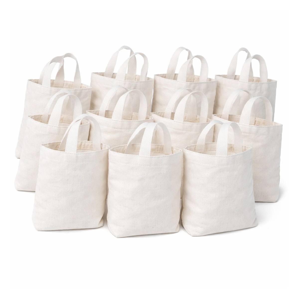 Mini Canvas Tote Bags Blank White DIY Craft Reusable Bulk 12 Pack 