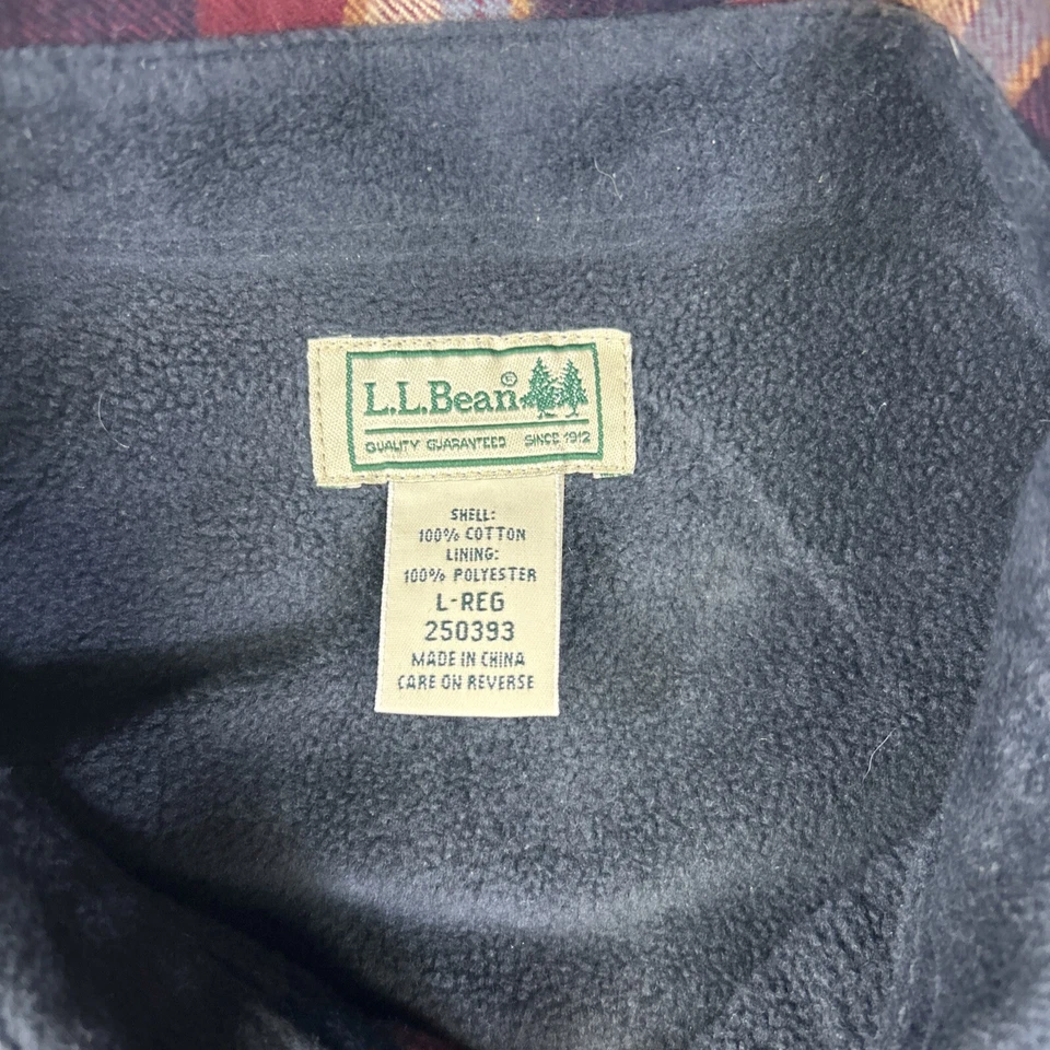 LL Bean Shacket мужчин XL клетку фланель флис линия рубашка куртка Cabincore Campcore - Изображение 3 из 4