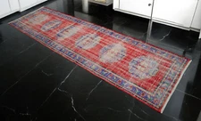 3 x 11 ft Runner Rug, Handmade Rug, Turkish Rug, Oushak Runner, Distressed Rug