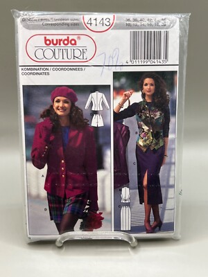 Burda Couture 4143 Jacket Vest Skirt Shorts sz 10 - 20 Vintage 90s Pattern Uncut