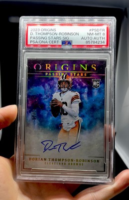 2023 Panini Origins Dorian Thompson-Robinson RC Auto /25 Passing Stars RC PSA 8