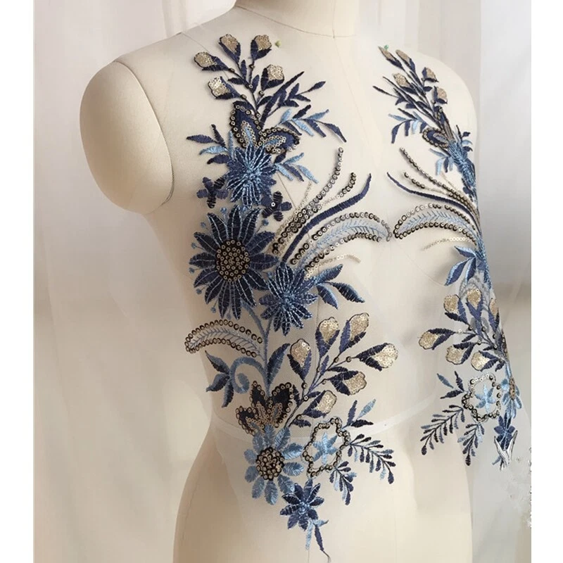 1pcs Sequins Lace Embroidery 3D Flower Sew on Patch For DIY Craft Accessories - Image 4 of 4