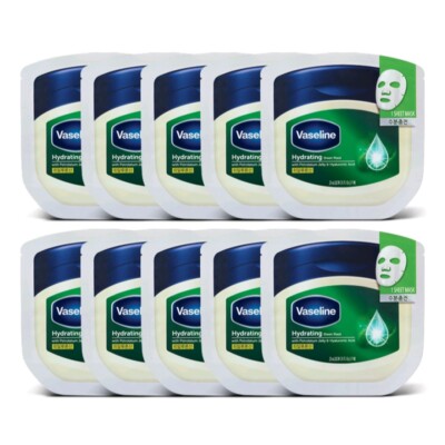 Vaseline Hydrating Sheet Mask 10 ct/1 pack/Soothing/Dry Skin/No Sticky/Korea