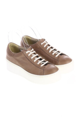 TSD12 low-top sneakers Plateau Leather 37 taupe brown white NEW