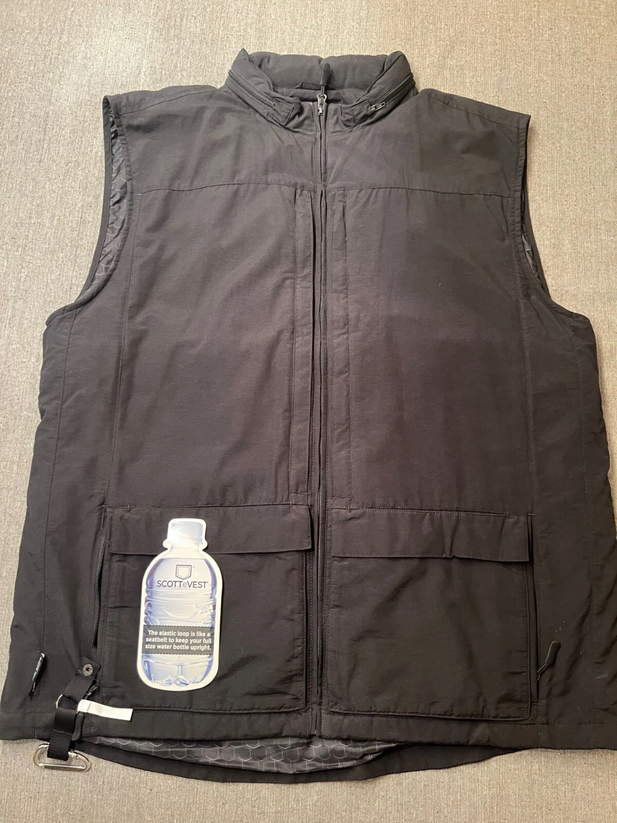 NWT SCOTTE VEST MEN'S BLACK ZIP FRONT VEST SIZE XLT 15 POCKETS SKI