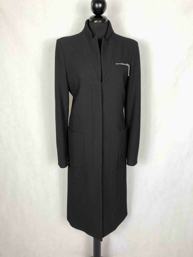 ARMANI JEANS Cappotto Donna Elegante Nero Lungo da Sera Woman Coat Sz.S -  42 | eBay