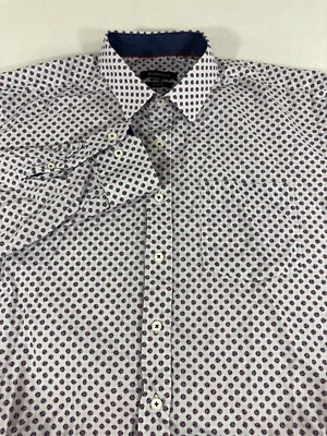 Bugatchi Shirt Mens Blue Extra Large Atomic Print Classic Fit Long Sleeve