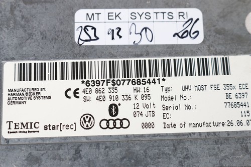 Bluetooth Control Unit Interface 4E0910336K 4E0862335 Audi A6 4F Q7 4L A8 4E A4 - Picture 4 of 5